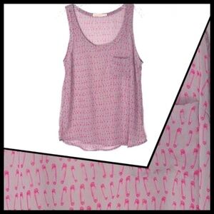 URBAN OUTFITTERS Lightweight Safety Pin Print Semi Sheer Casual Tank Top
